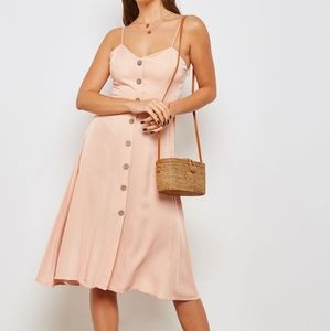 Pink button down dress with pockets